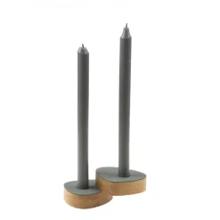 Online LindDNA lysestage - Curve candle holder nupo pastel green/oak (sæt af 2 stk.)