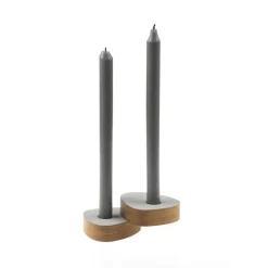 LindDNA lysestage - Curve candle holder nupo metallic/oak (sæt af 2 stk.)