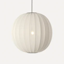 Clearance Made by Hand - Pendellampe - Knit-Wit 75 Round Pendant - Pearl White