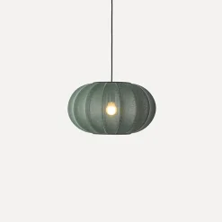 Sale Made by Hand - Pendellampe - Knit-Wit 45 Oval Pendant - Tweed Green