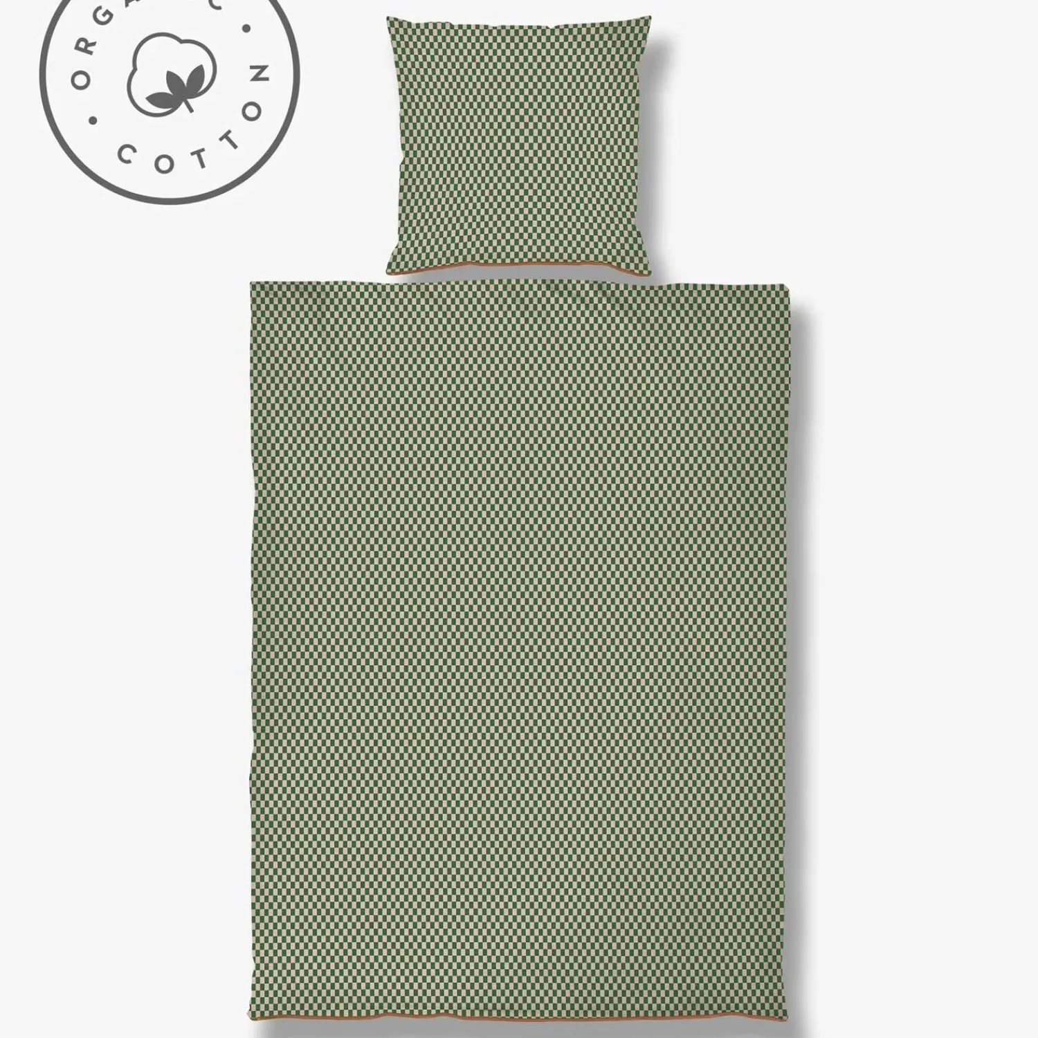 Hot Mette Ditmer - MINI-sengesæt - Pine green/Tan - W140 x L200 cm