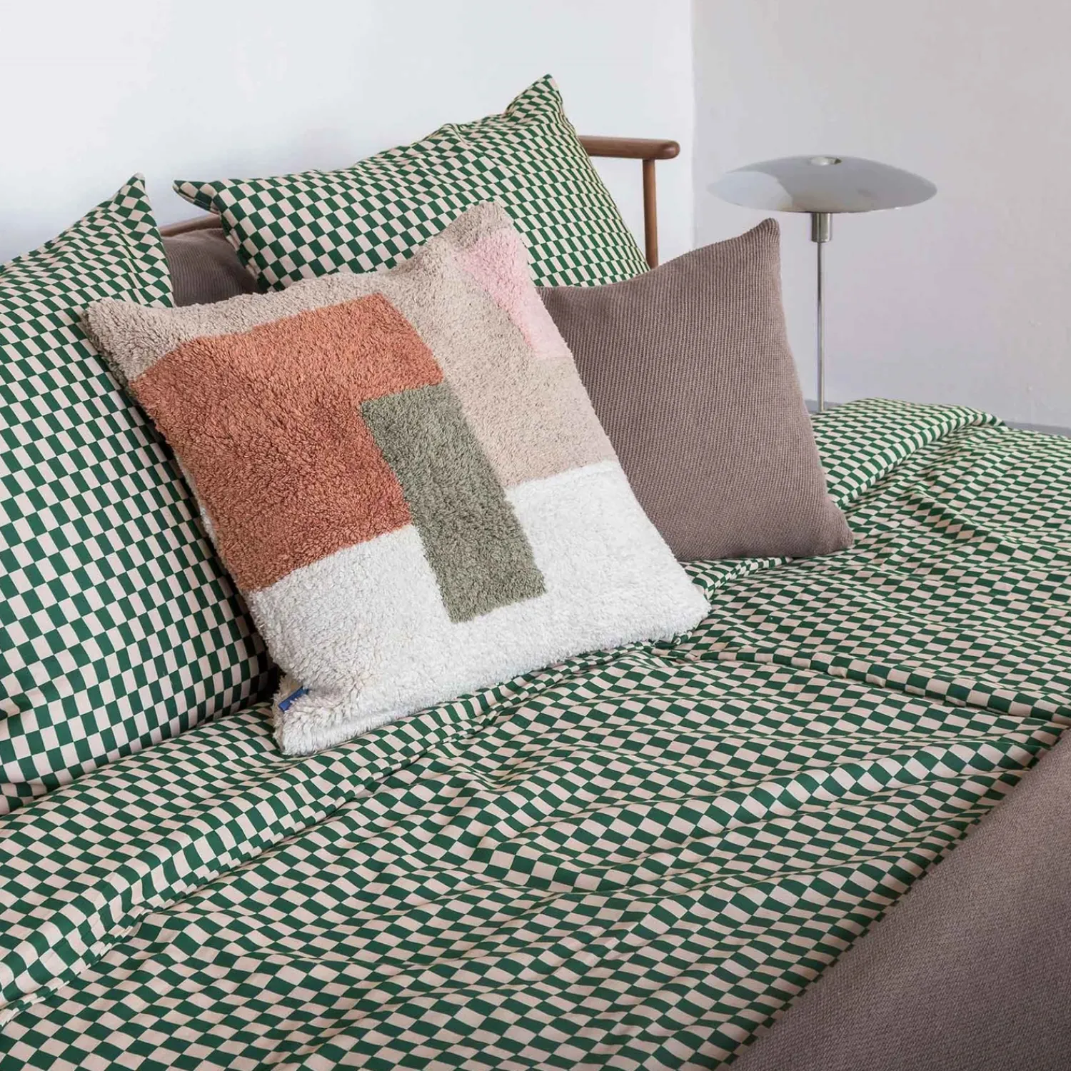 Hot Mette Ditmer - MINI-sengesæt - Pine green/Tan - W140 x L200 cm