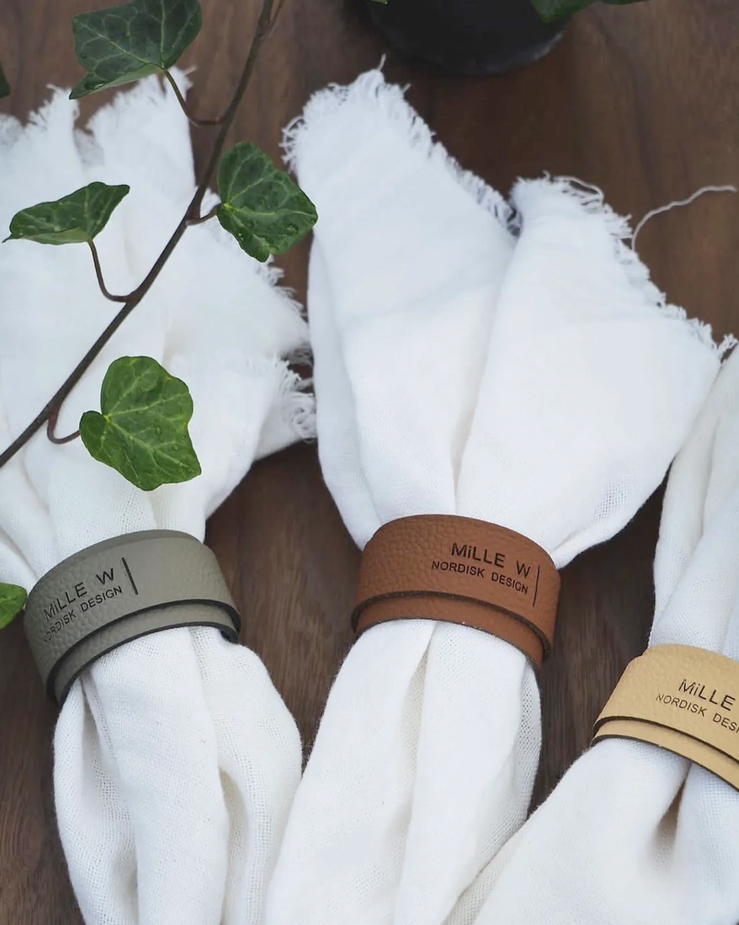 MILLE W NORDISK DESIGN - Servietholder - Beige læder
