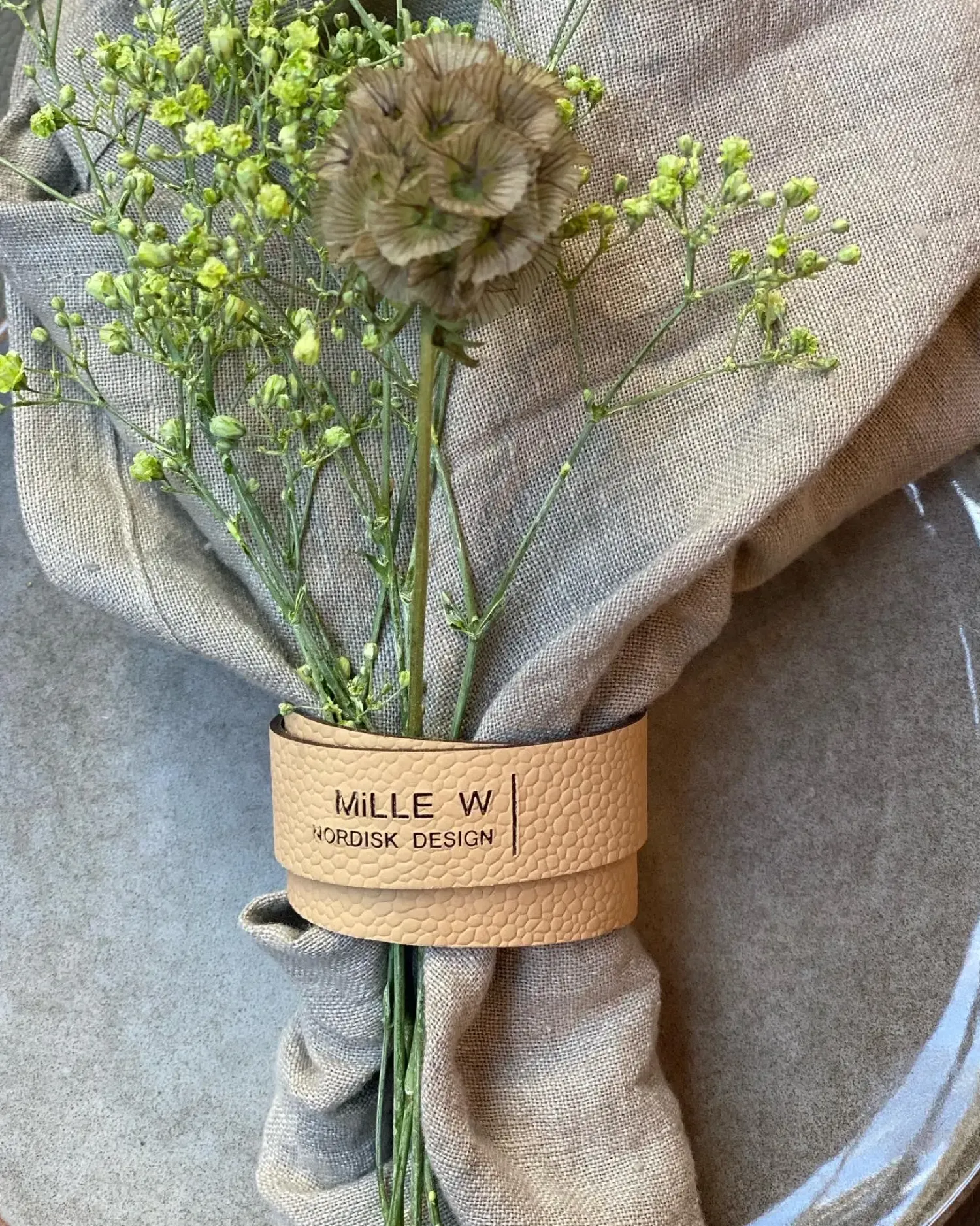 Best MILLE W NORDISK DESIGN - Servietring - Beige læder