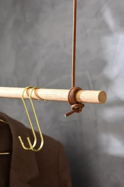 Discount Moudhome - OAK Bøjlestang Med Læder - 100 cm