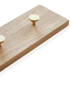 Clearance Moudhome - OAK Knagerække Egetræ Med Messing Knager - 100 cm