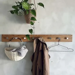 Best Moudhome - OAK Knagerække Egetræ Med Stål Knager - 100 cm