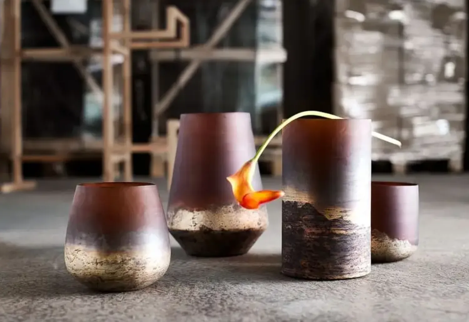 Hot Muubs - Vase Lana 25 - Brown/Gold - Ø14 x H25 cm