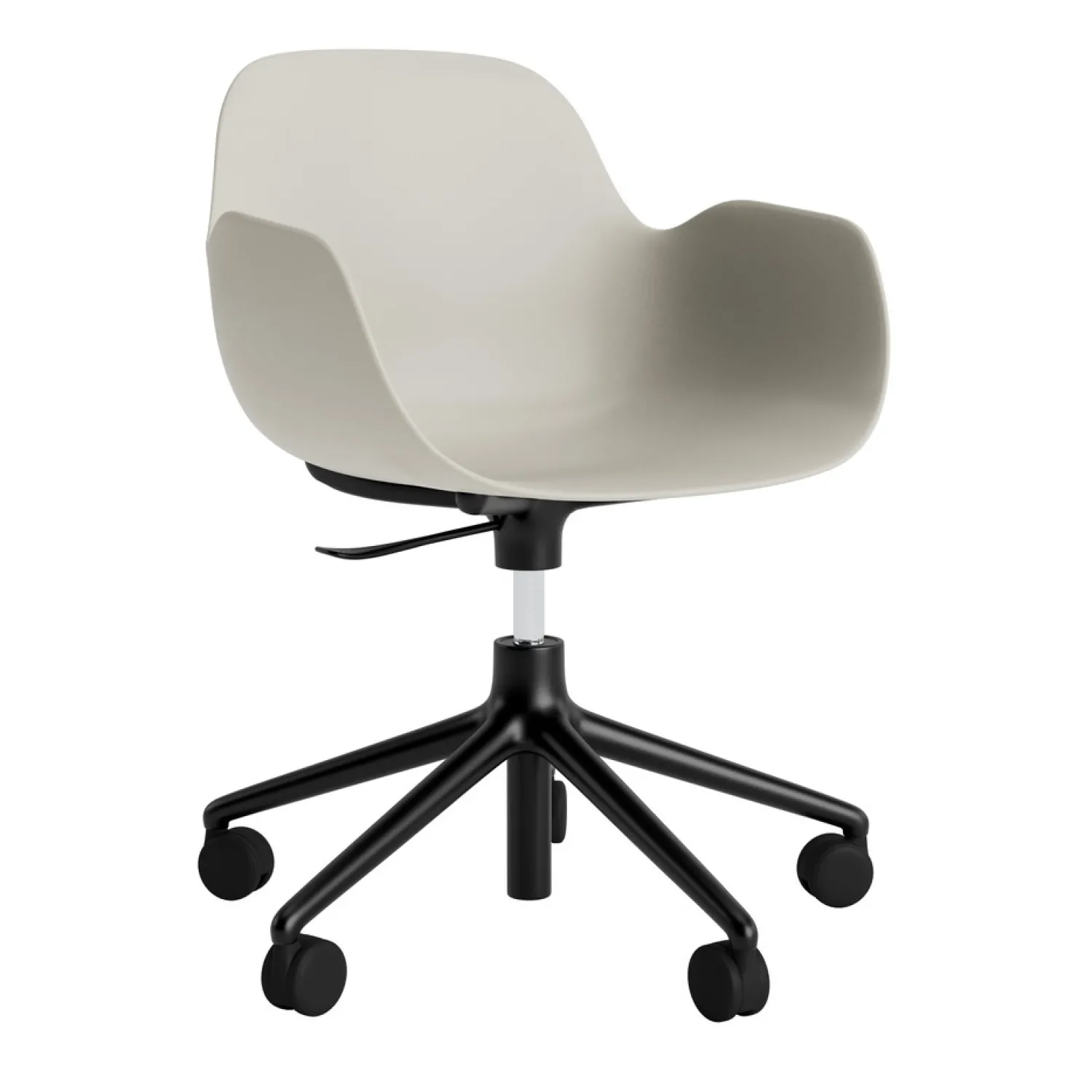 Outlet Normann Copenhagen - Form Armstol Swivel 5W med hjul - Sort/Lys grå