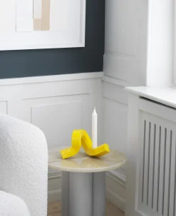 Best Normann Copenhagen - Lysestage - Crooked Candlestick One - Yellow / Gul