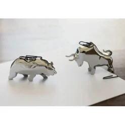 Discount Philippi - Bull & Bear paper clip holder, 2 pcs set