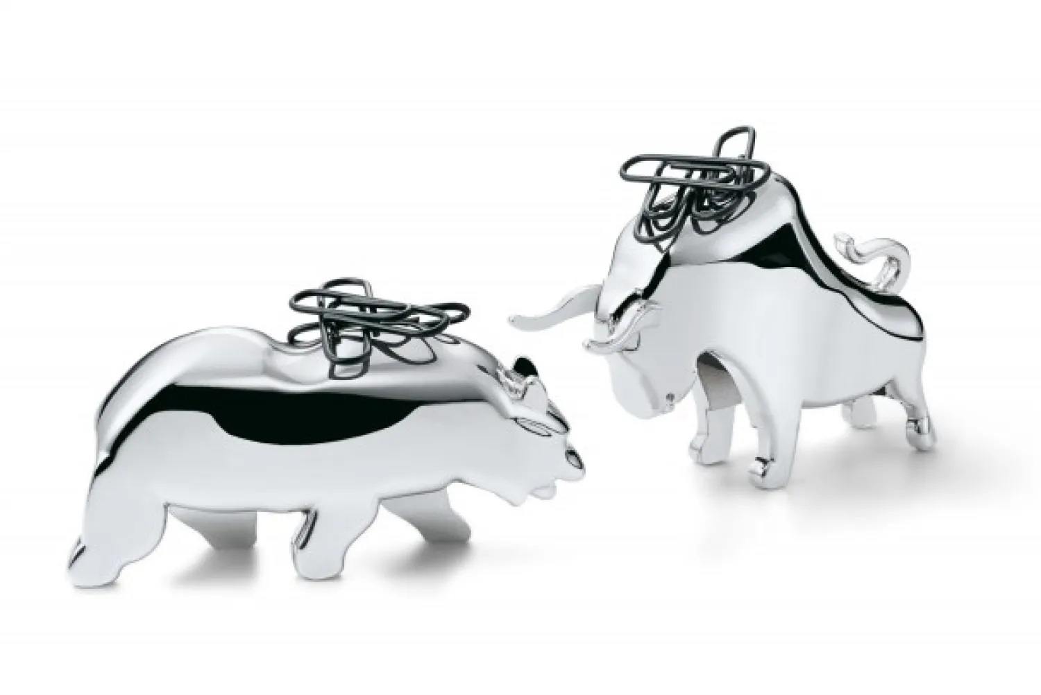 Discount Philippi - Bull & Bear paper clip holder, 2 pcs set