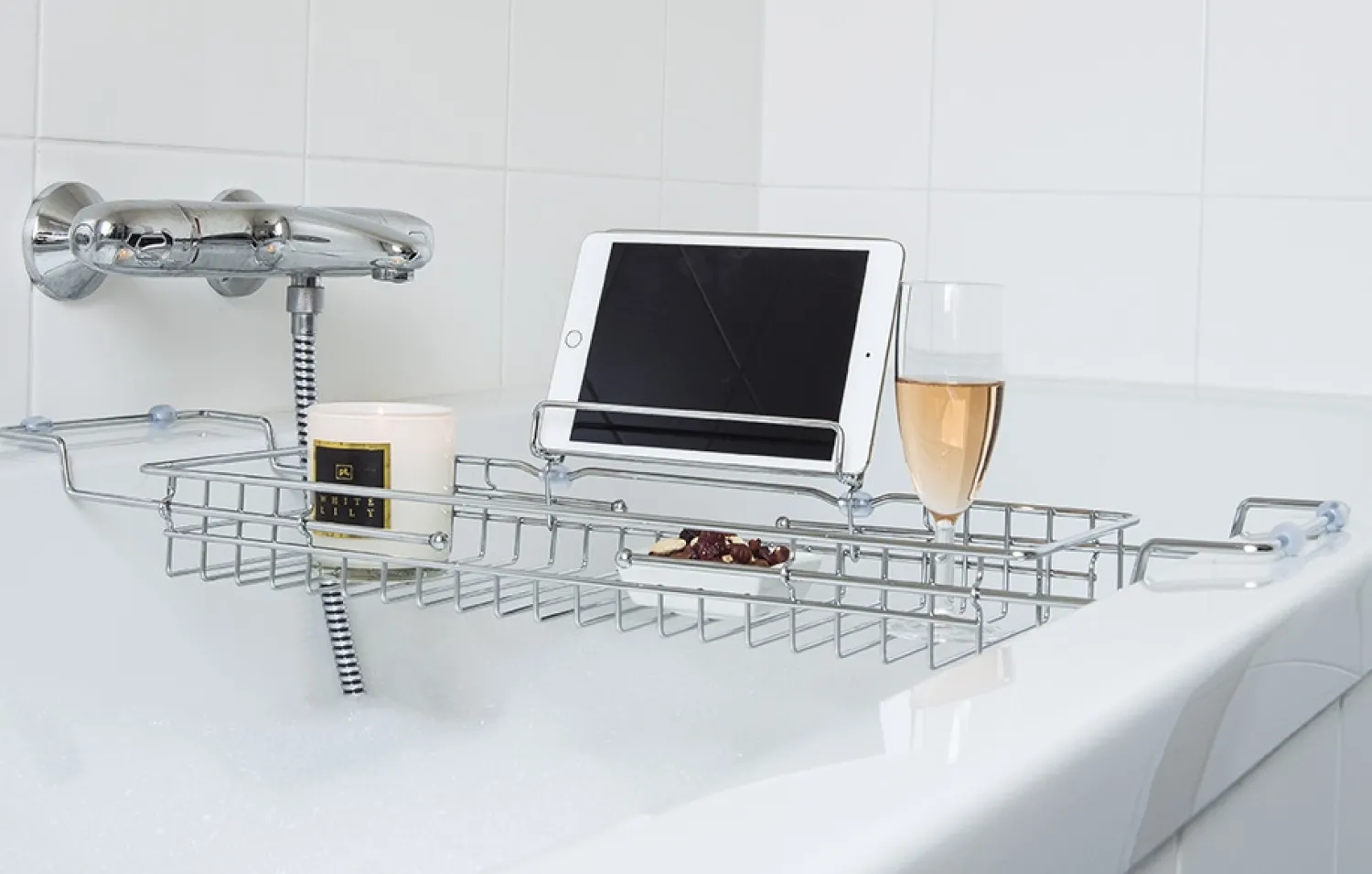 New Present time - Bath tub caddy iron chrome