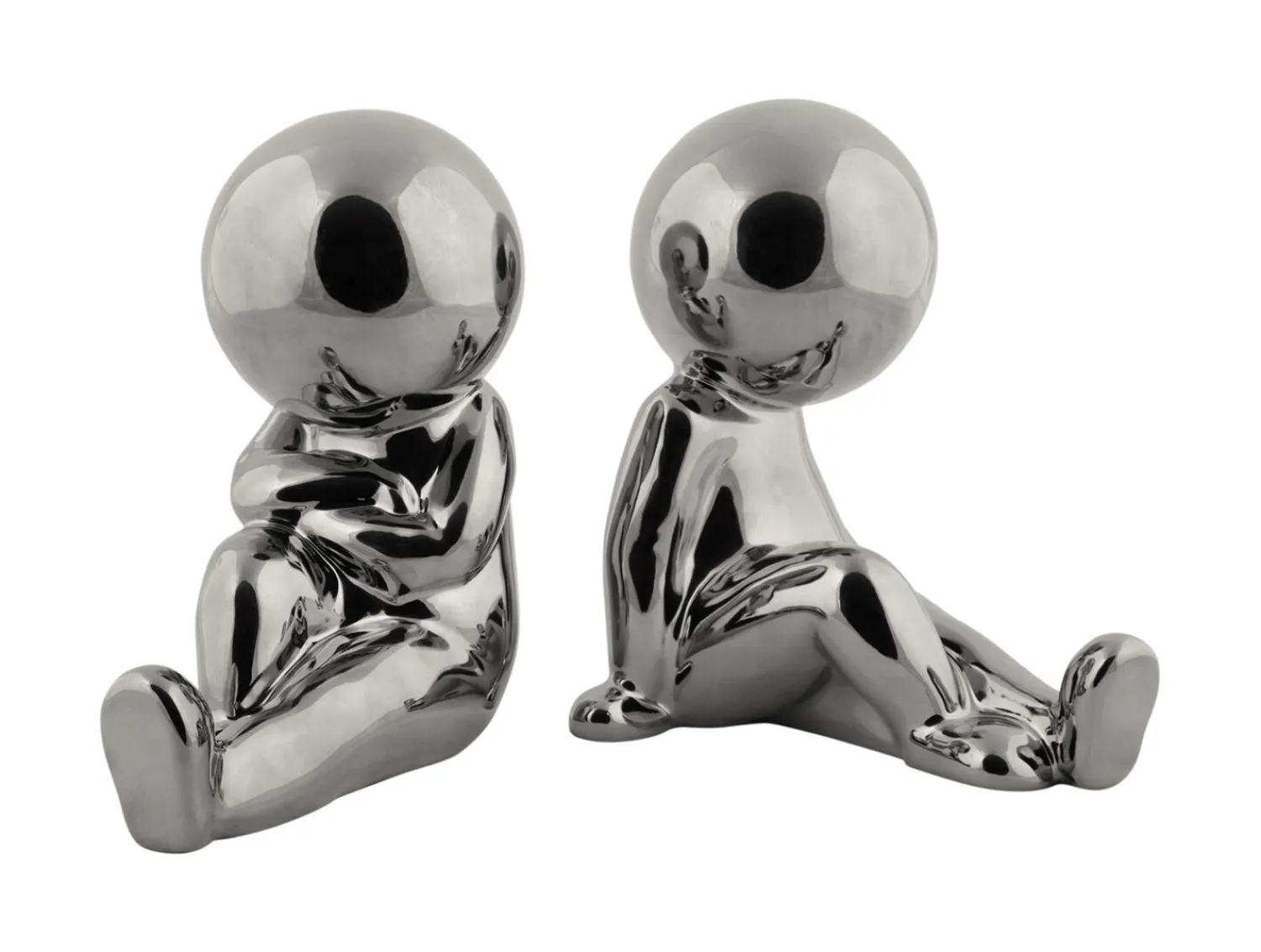 Clearance Present time - Bookend Joey ceramic chrome plated, Set of 2pcs