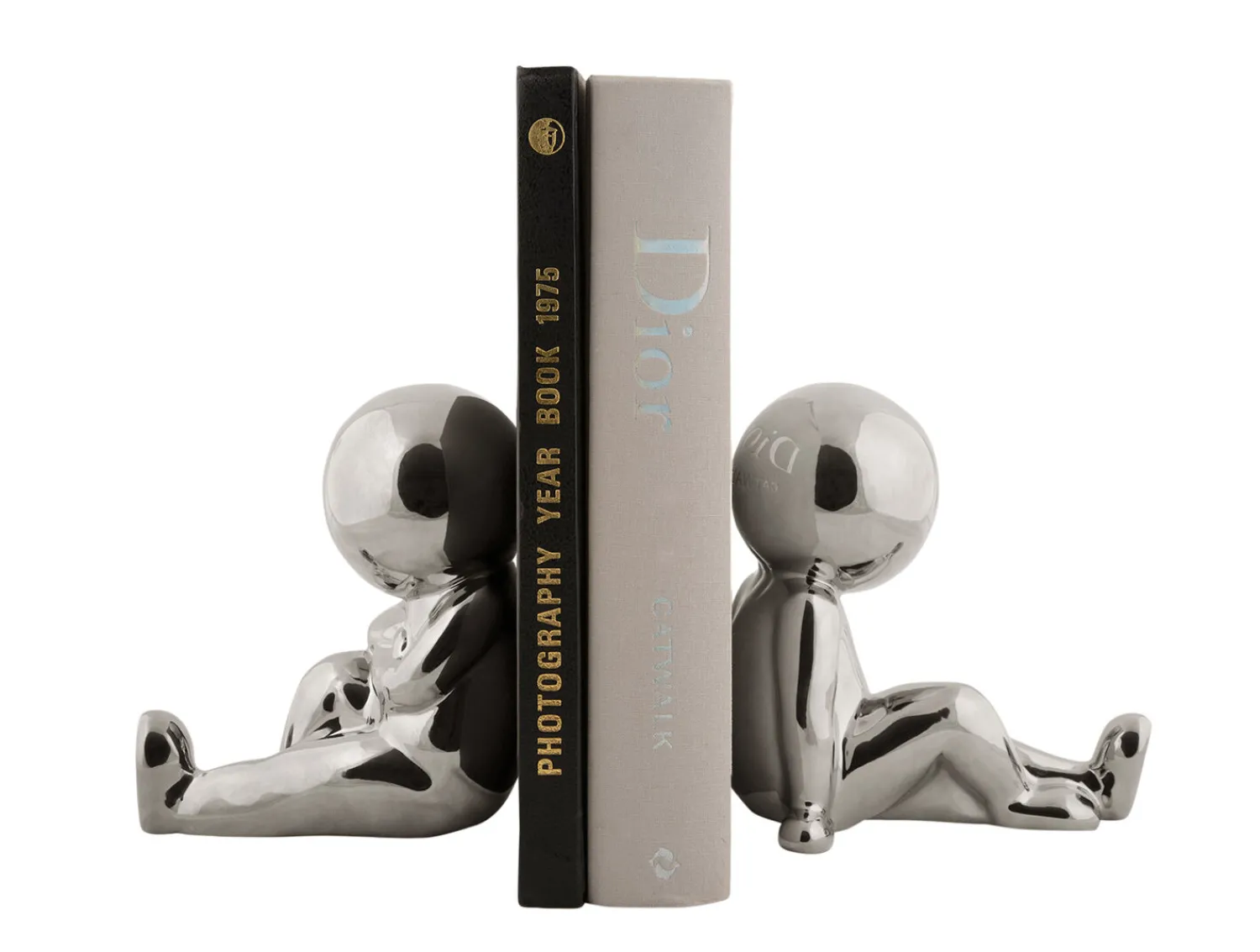 Clearance Present time - Bookend Joey ceramic chrome plated, Set of 2pcs
