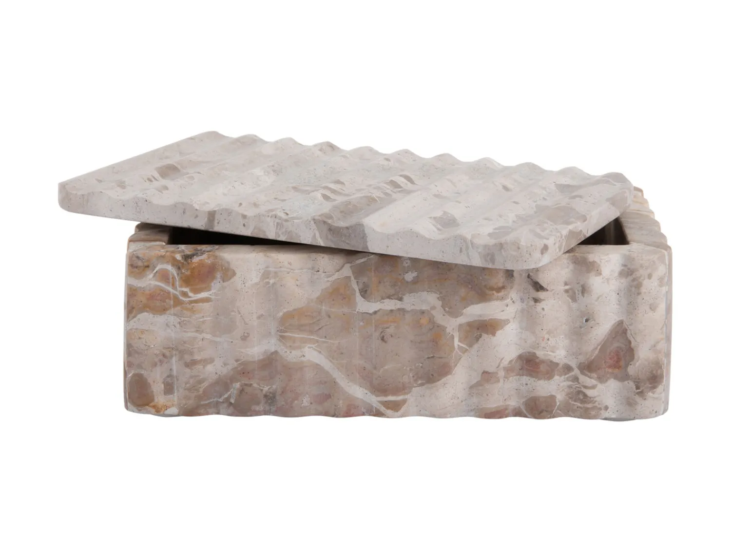 New Present time - Bowl rectangle with lid marble brown