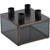 Discount Present time - Candle holder Boxed square glass black
