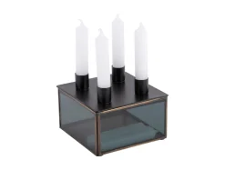 Discount Present time - Candle holder Boxed square glass black