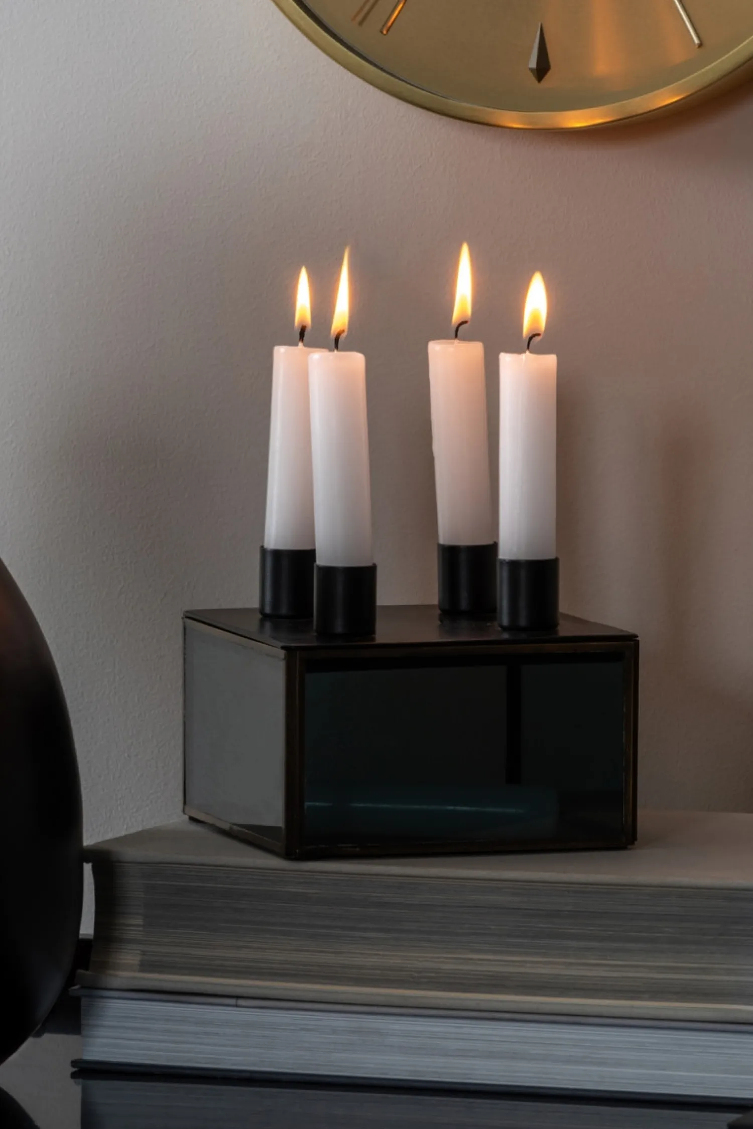 Discount Present time - Candle holder Boxed square glass black