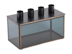 Outlet Present time - Candle holder Boxed rectangle glass black