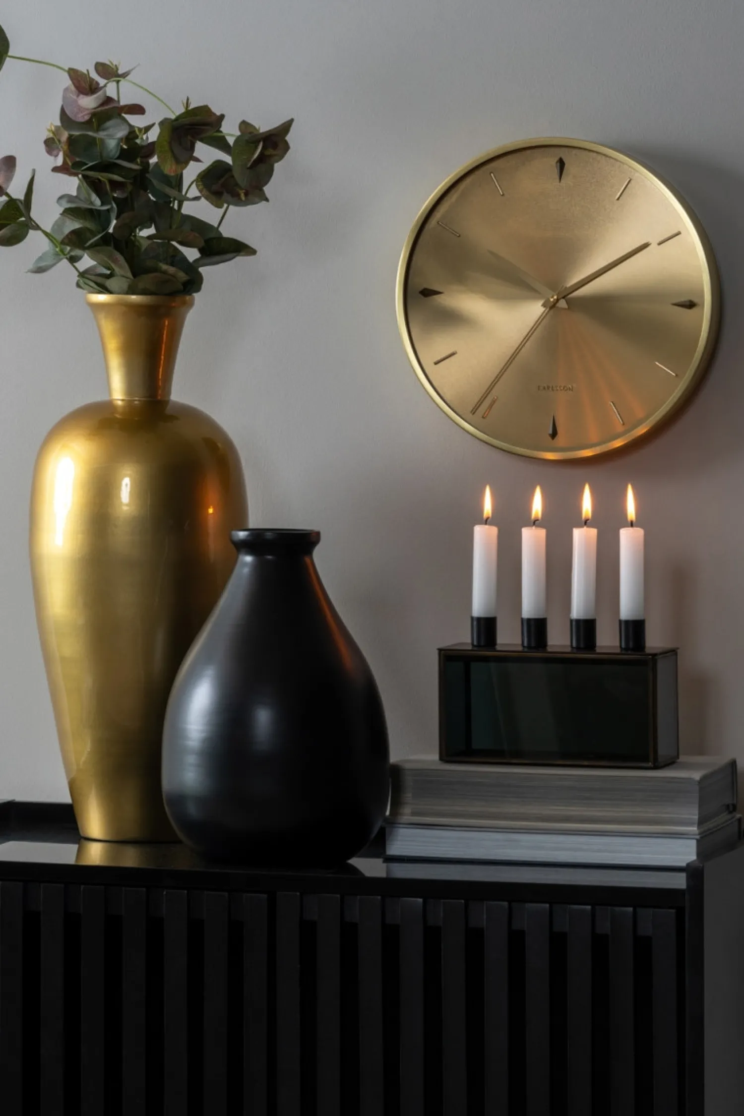 Outlet Present time - Candle holder Boxed rectangle glass black