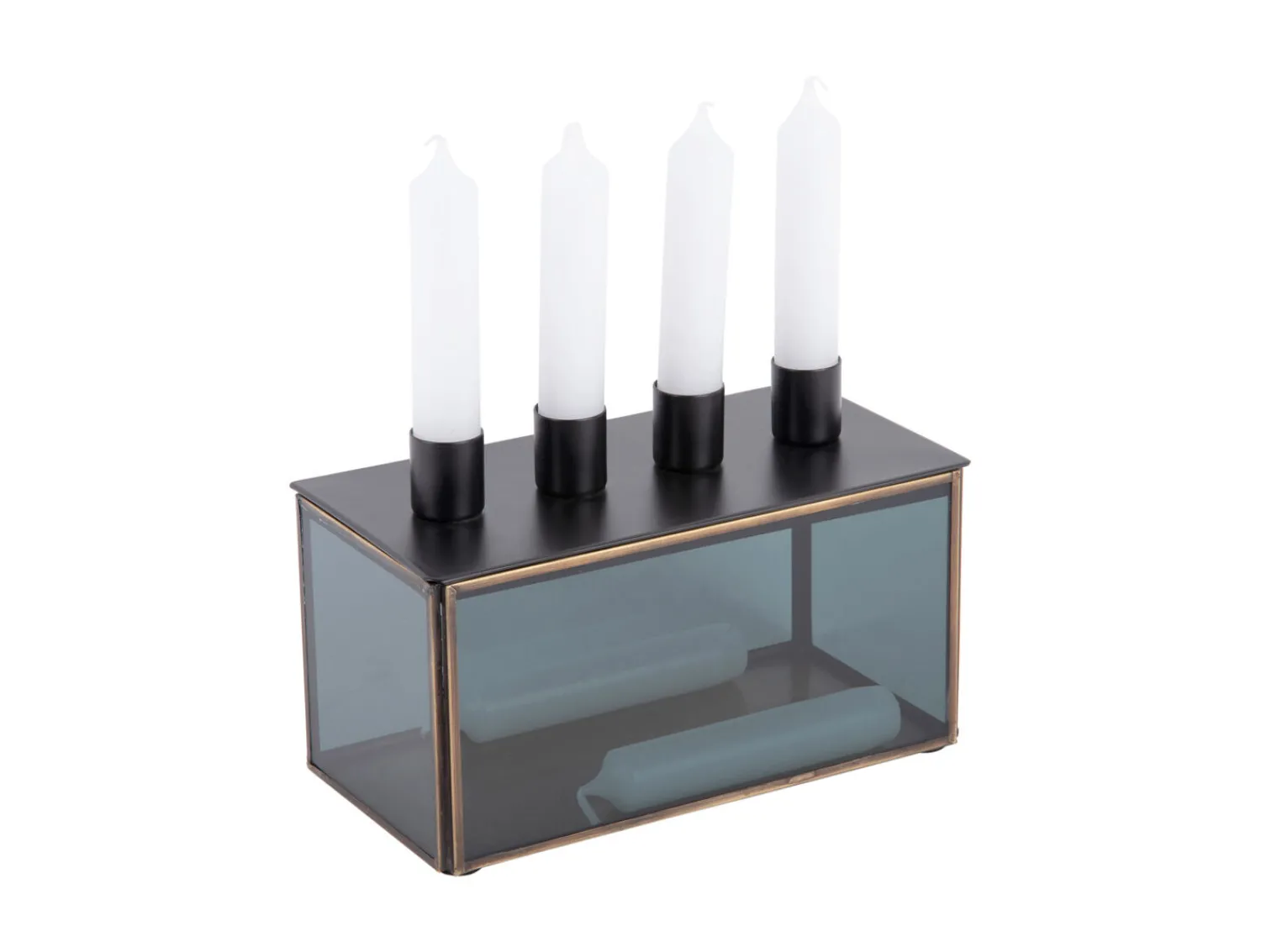Outlet Present time - Candle holder Boxed rectangle glass black