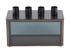 Outlet Present time - Candle holder Boxed rectangle glass black