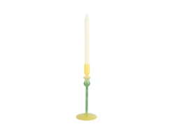 Best Present time - Candle holder Duo Colores medium soft yellow w. retro green