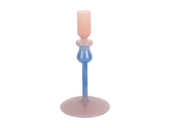 Online Present time - Candle holder Duo Colores small soft pink w. cobalt blue