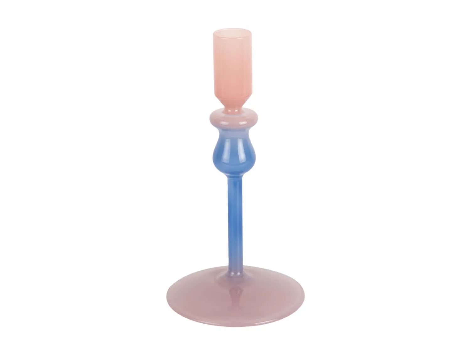 Online Present time - Candle holder Duo Colores small soft pink w. cobalt blue