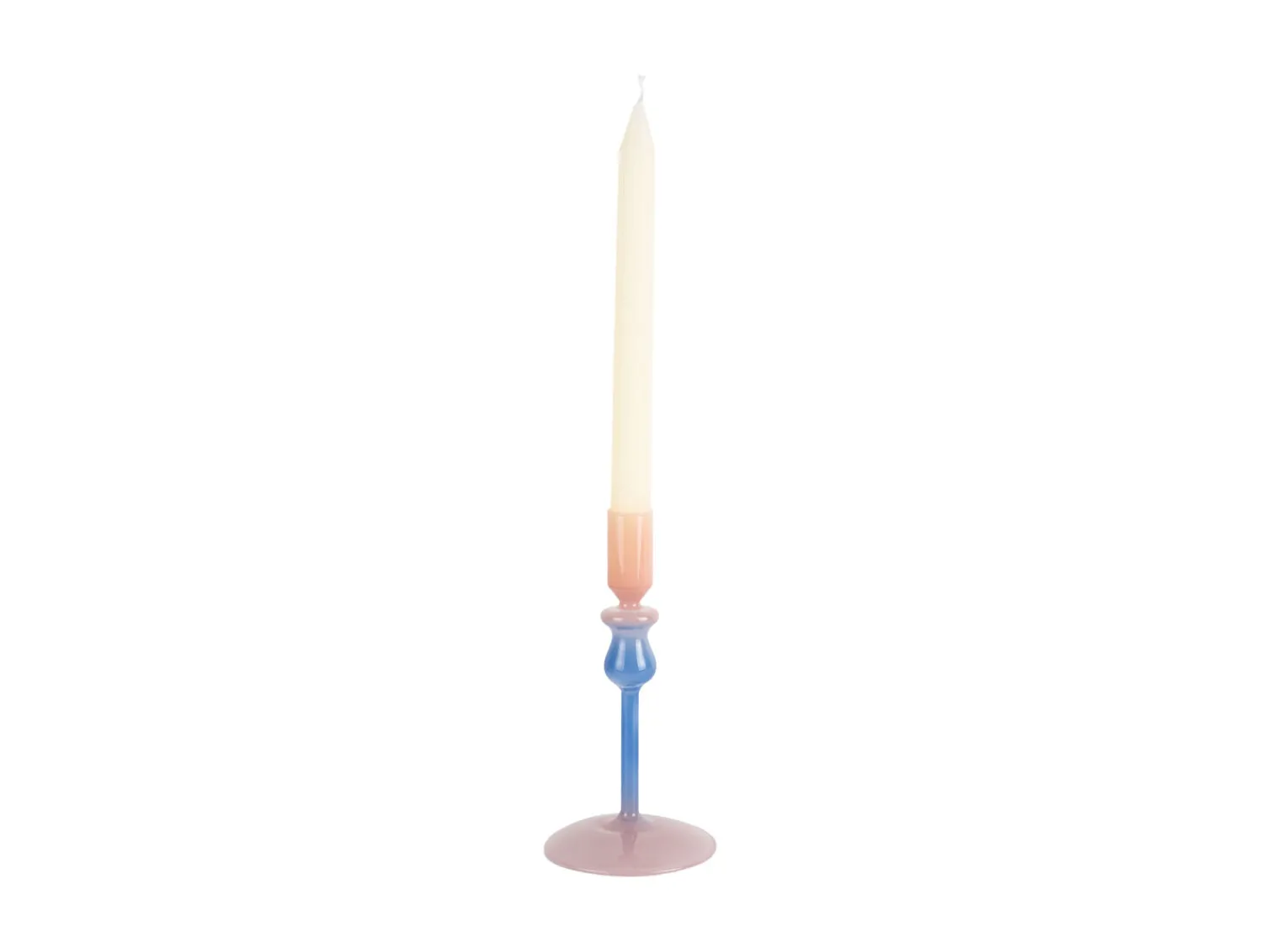 Online Present time - Candle holder Duo Colores small soft pink w. cobalt blue