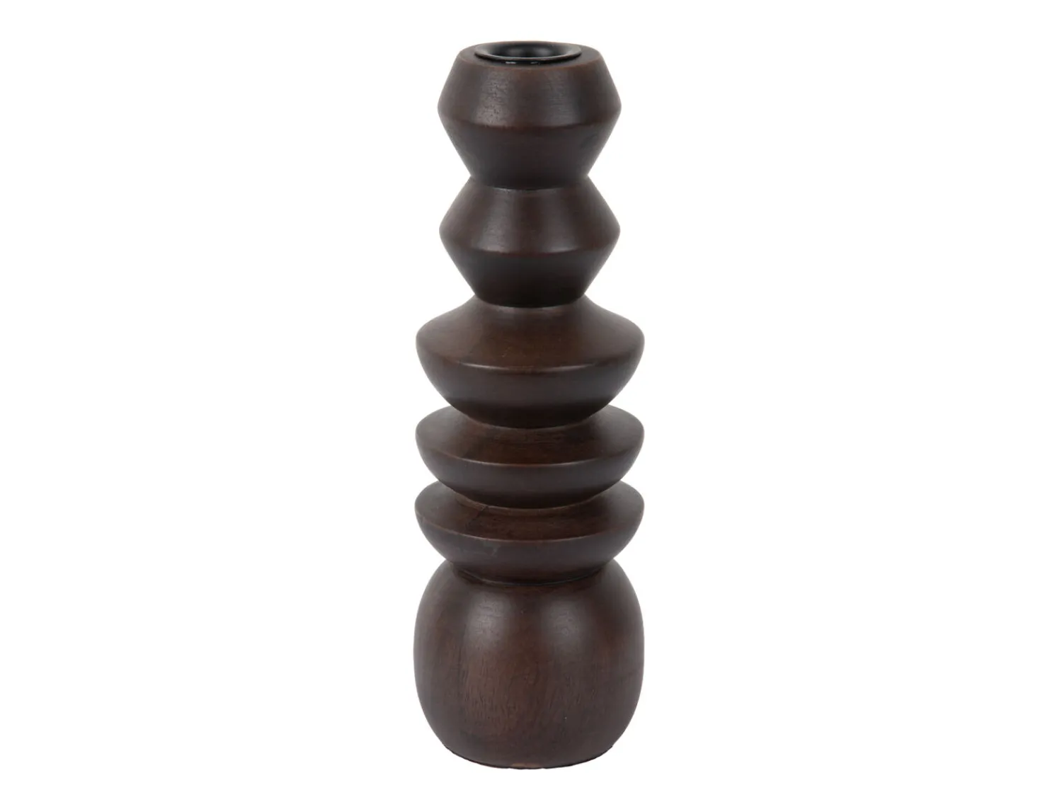 Clearance Present time - Candle holder Formado Large mango wood walnut lacquer
