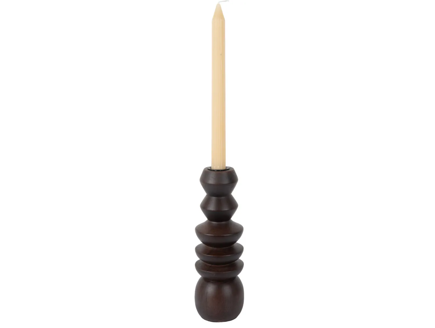Clearance Present time - Candle holder Formado Large mango wood walnut lacquer