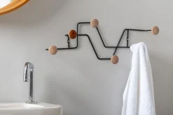 Clearance Present time - Coat rack Zig Zag black w. wooden knobs