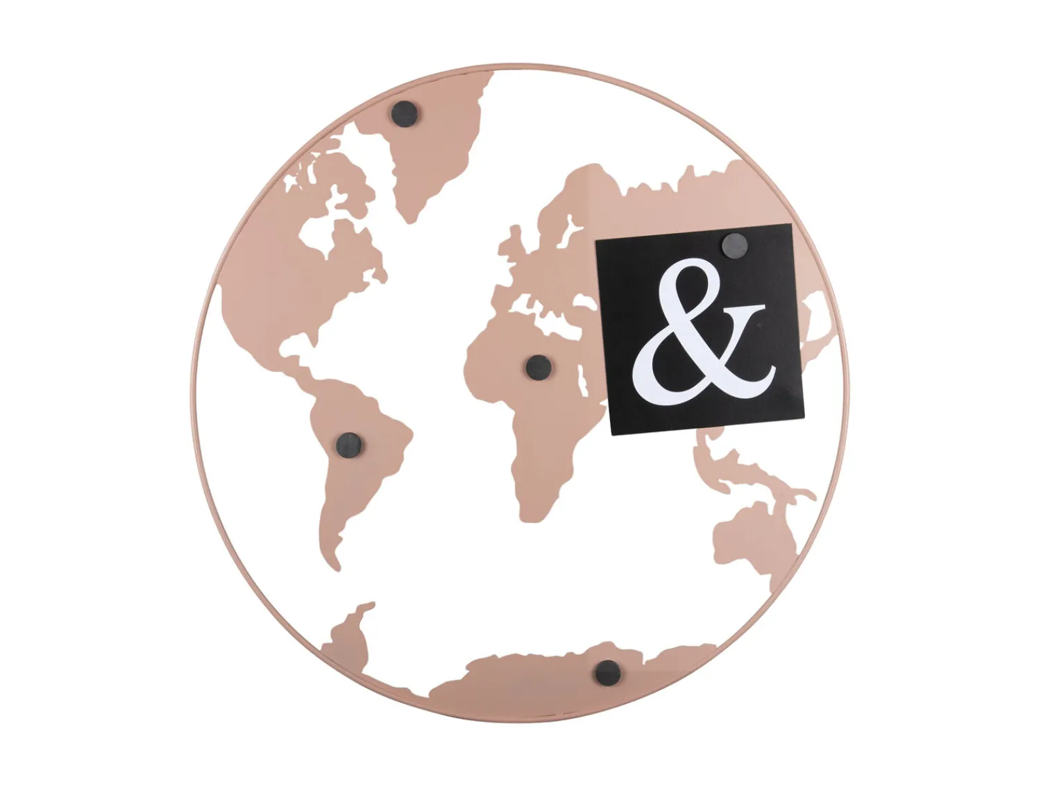 New Present time - Memo board World Map w. magnets iron light pink