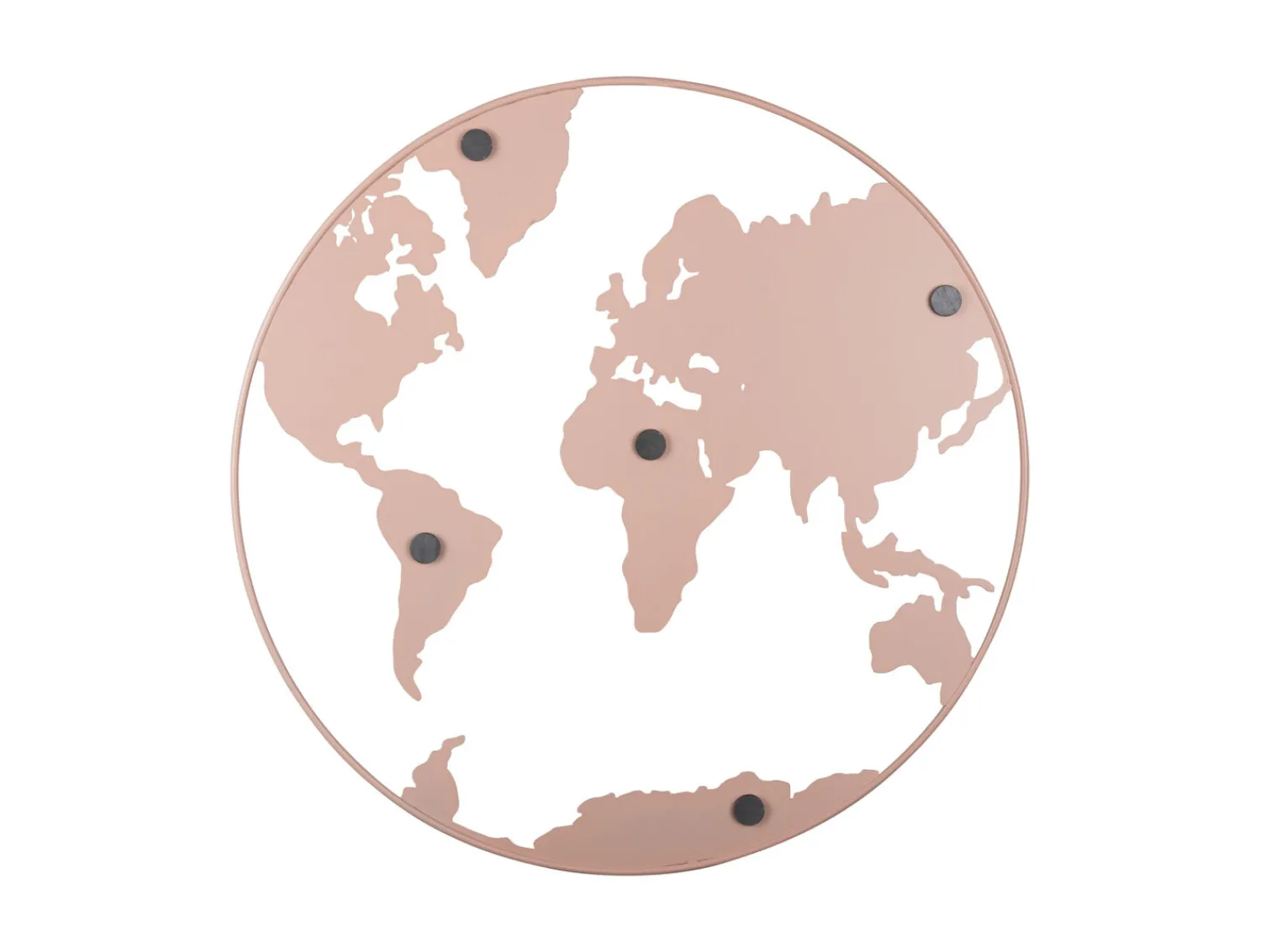 New Present time - Memo board World Map w. magnets iron light pink
