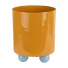 Hot Present time - Plant pot Double Funky large mango yellow w. soft blue