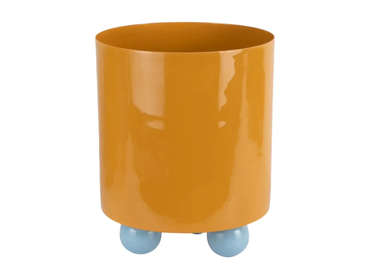 Hot Present time - Plant pot Double Funky large mango yellow w. soft blue
