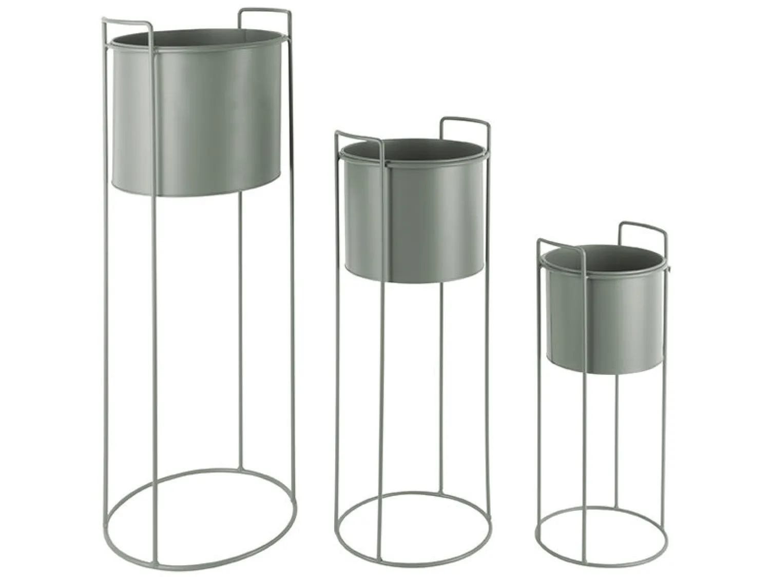 Present time - Plant pot set Essence round iron jungle green
