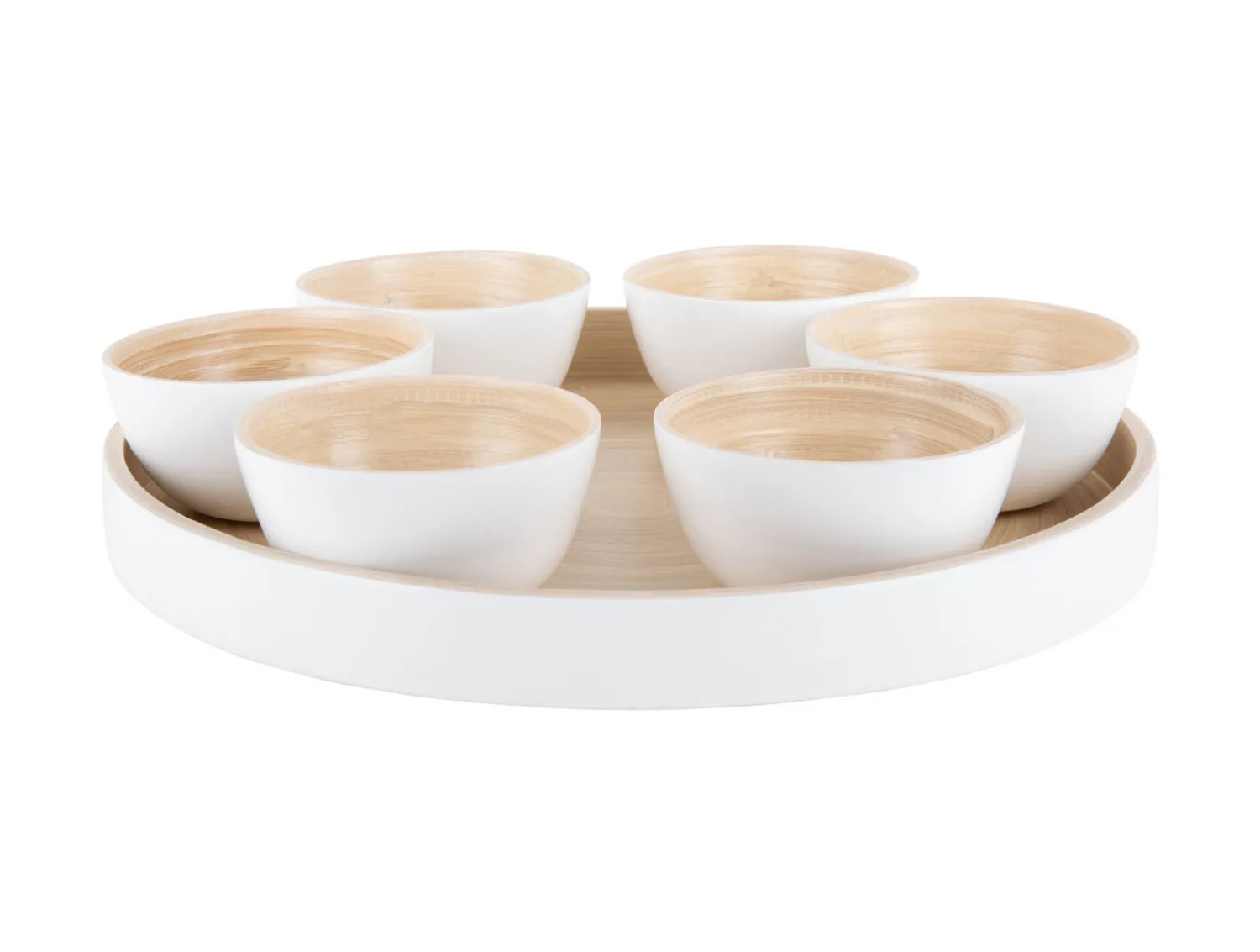 Present time - Snack tray Puro round bamboo white