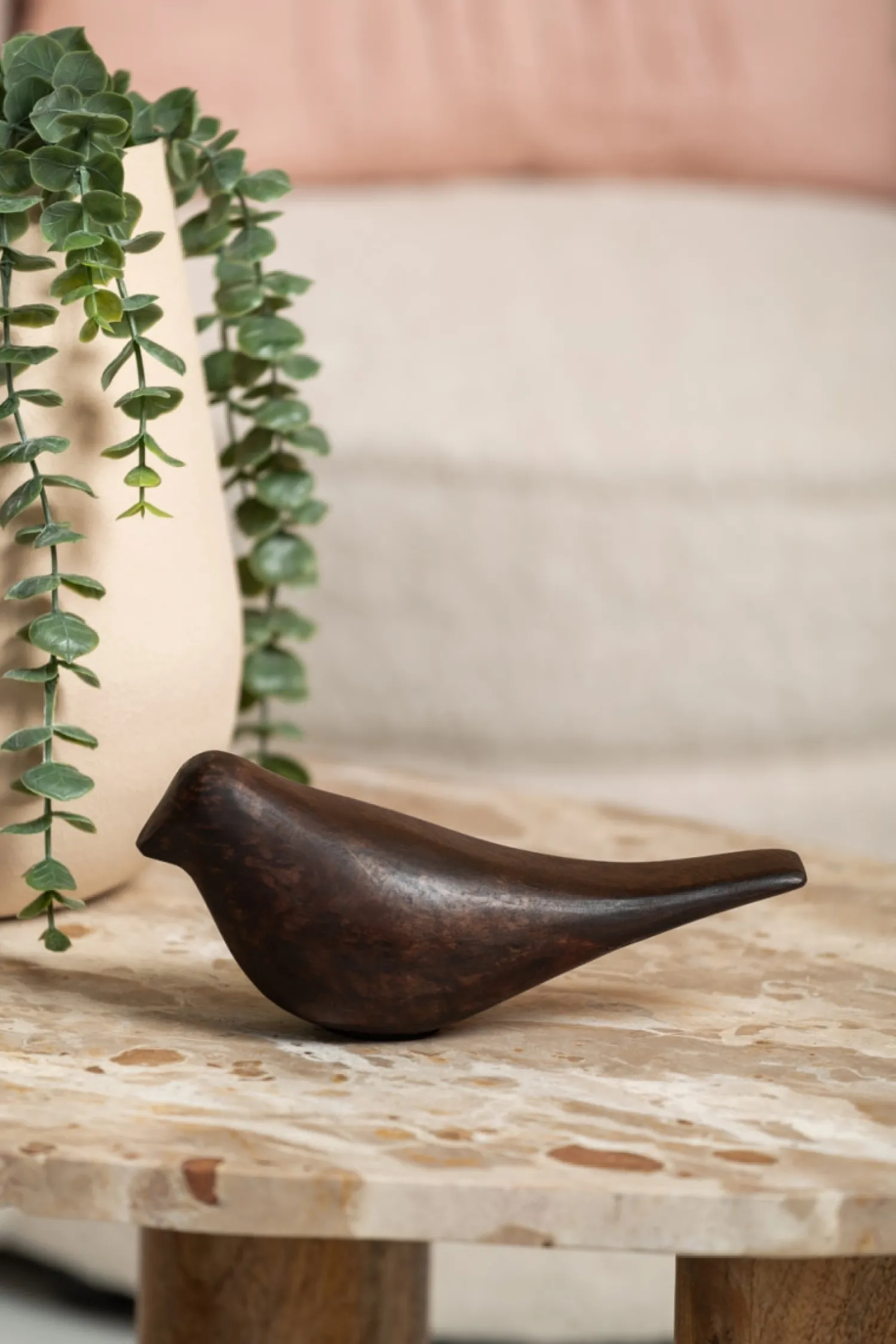 Online Present time - Statue Bird mango wood walnut lacquered