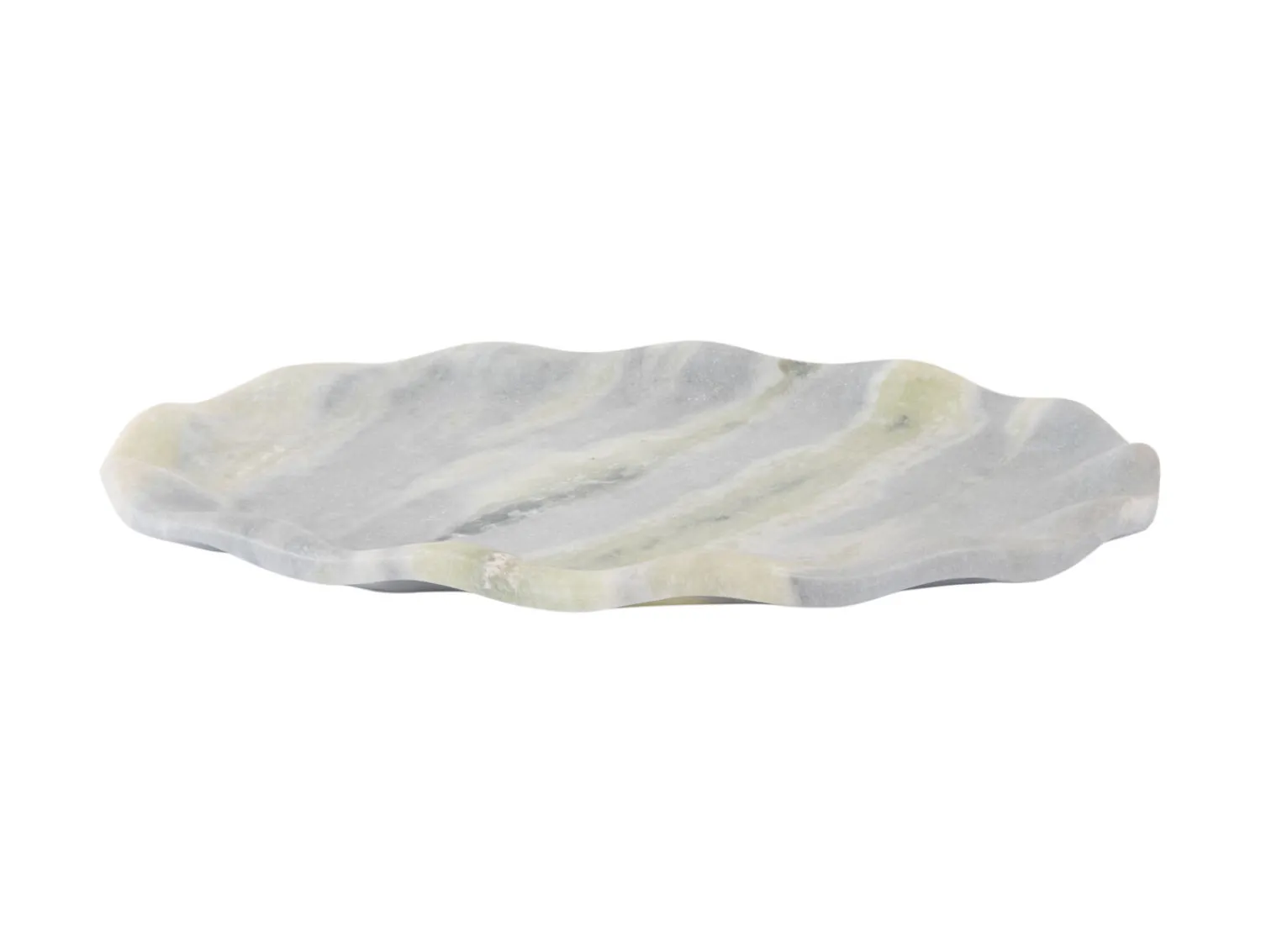 New Present time - Tray Waved oval medium marble himalayan green
