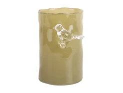 Best Present time - Vase Bird On Branch small army green