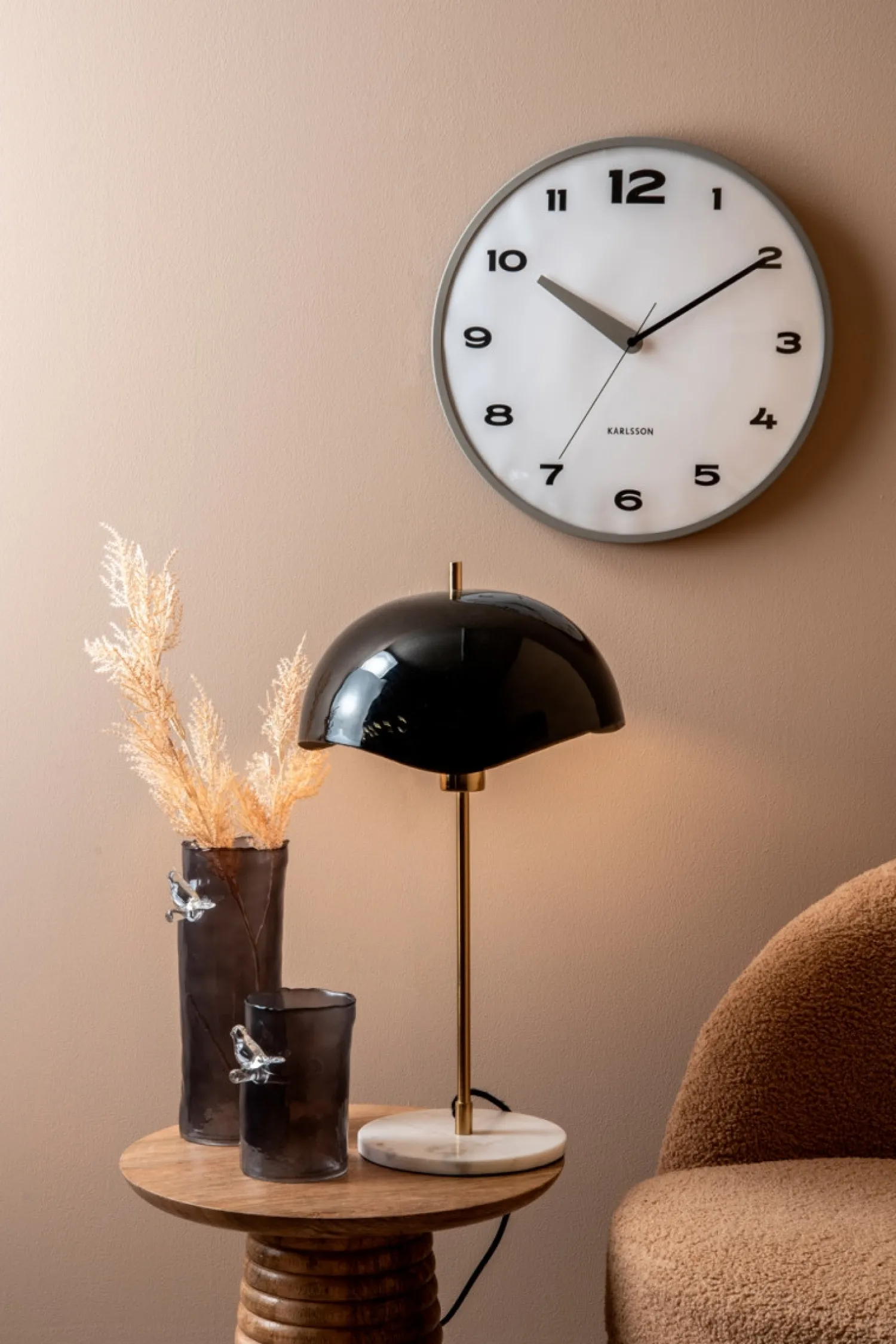 New Present time - Vase Bird On Branch large dark grey