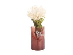 Best Present time - Vase Bird On Branch small red ochre