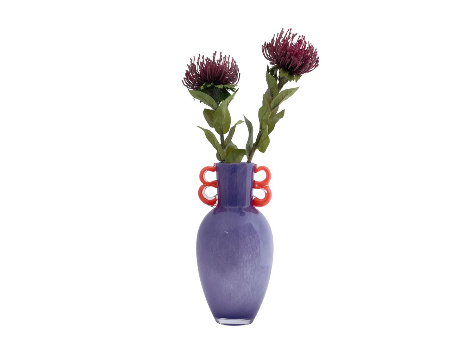Online Present time - Vase Fiesta glass large bright purple, orange handles