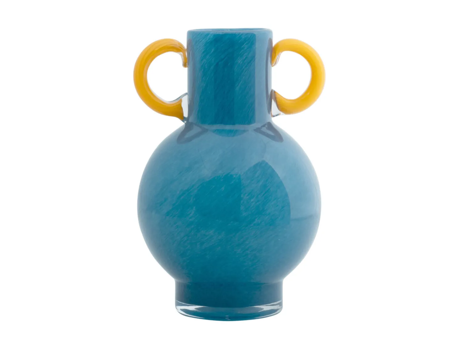 Online Present time - Vase Fiesta glass bright blue, yellow handles