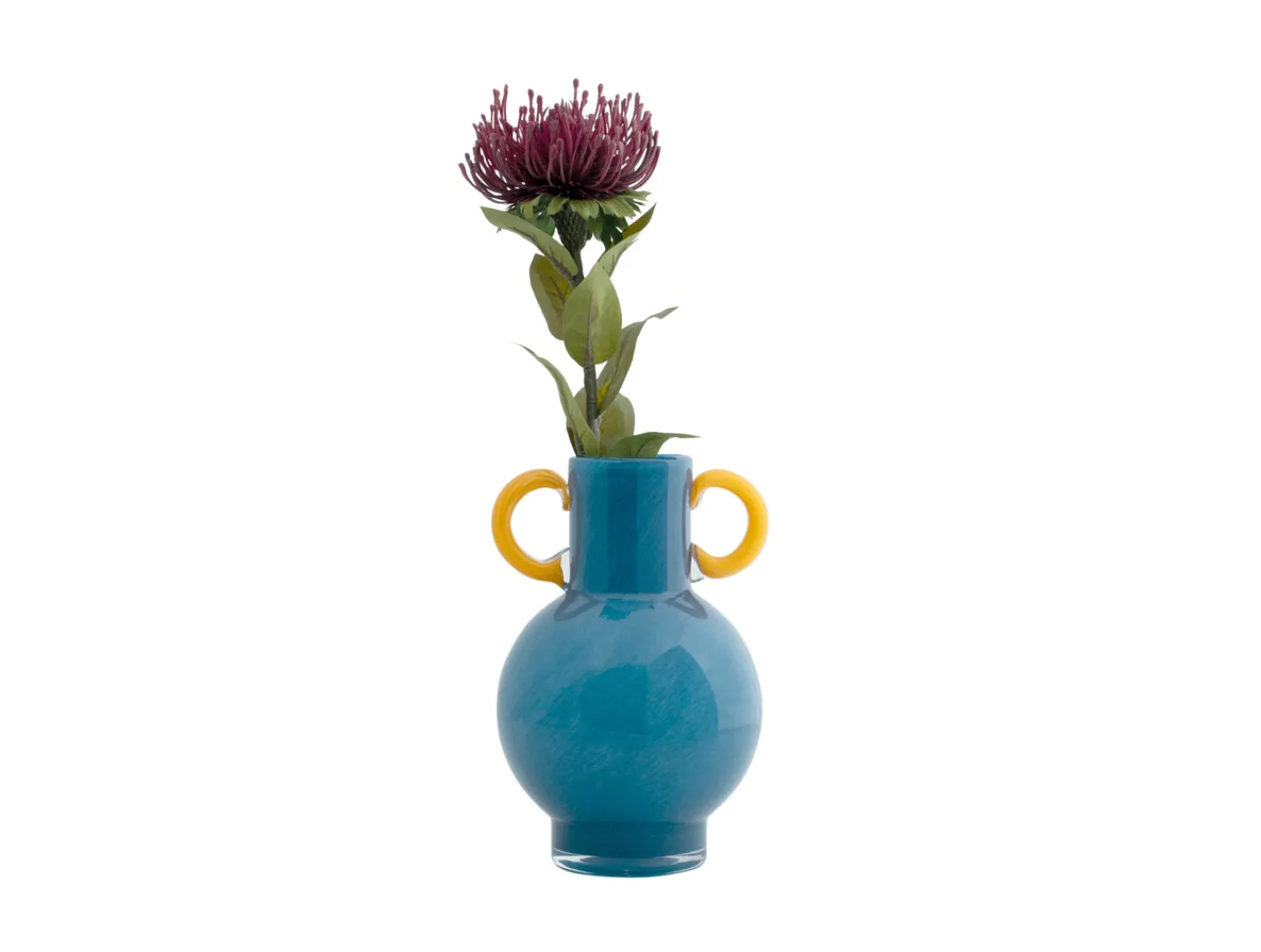 Online Present time - Vase Fiesta glass bright blue, yellow handles