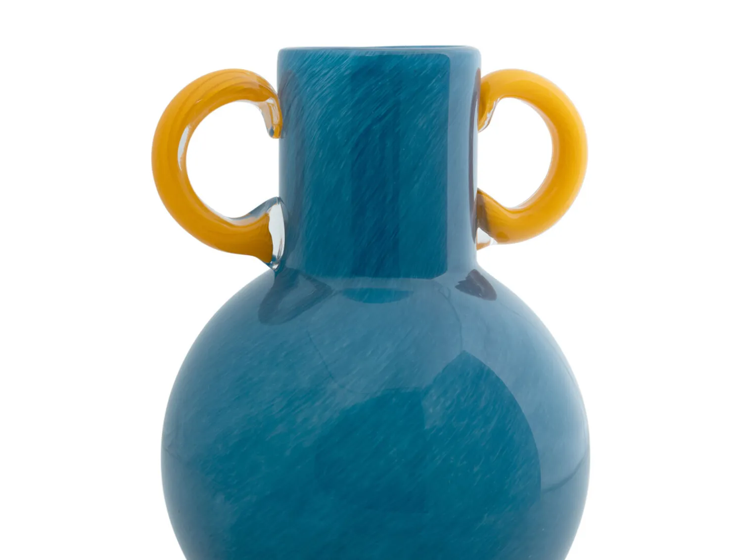 Online Present time - Vase Fiesta glass bright blue, yellow handles