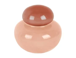 Outlet Present time - Vase Nuevo Dulce small soft pink w. tan rose lid